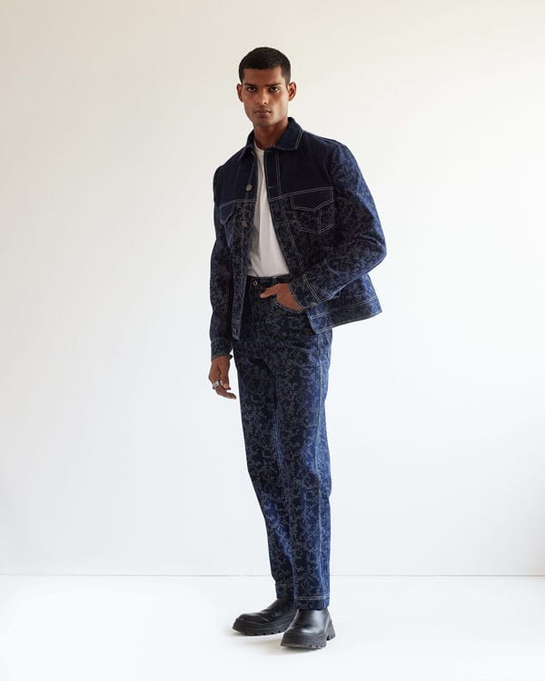 Countrymade India — Camo-block Denim Jacket