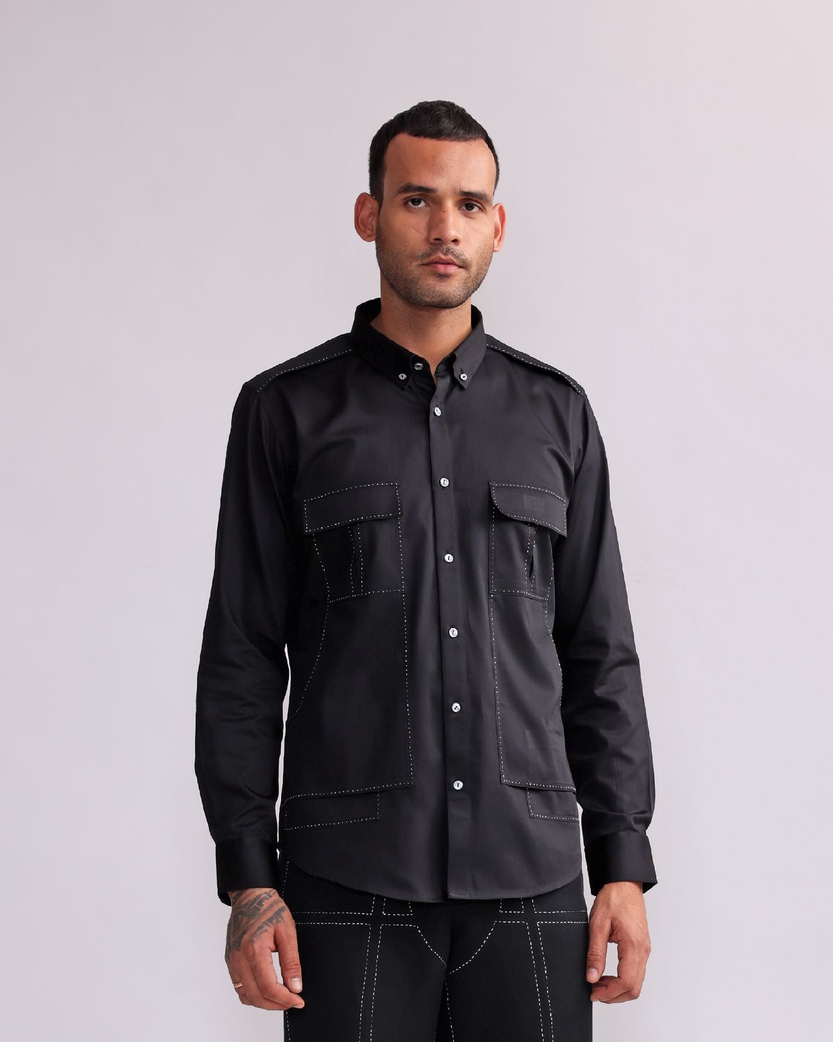 POCKET DETAIL EMBROIDERED SHIRT - image 1
