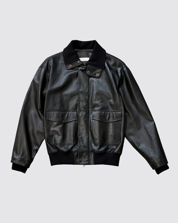 Countrymade India — BLACK LEATHER BOMBER