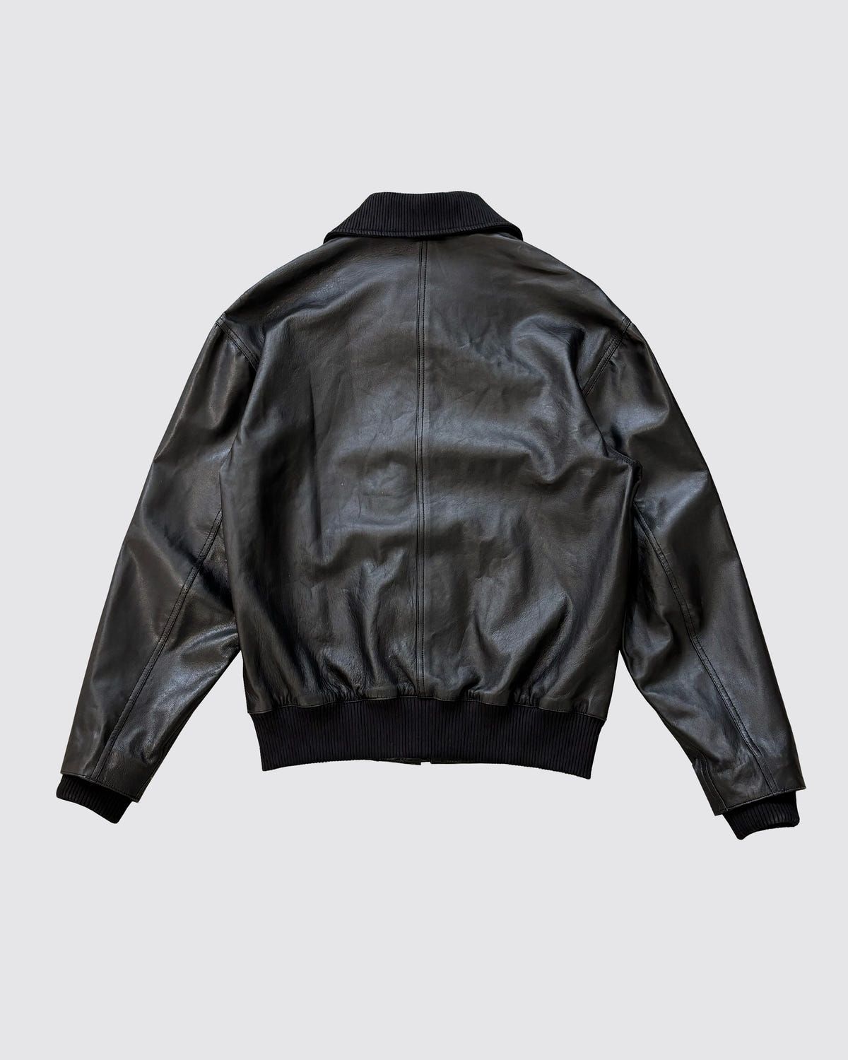 BLACK LEATHER BOMBER - image 2