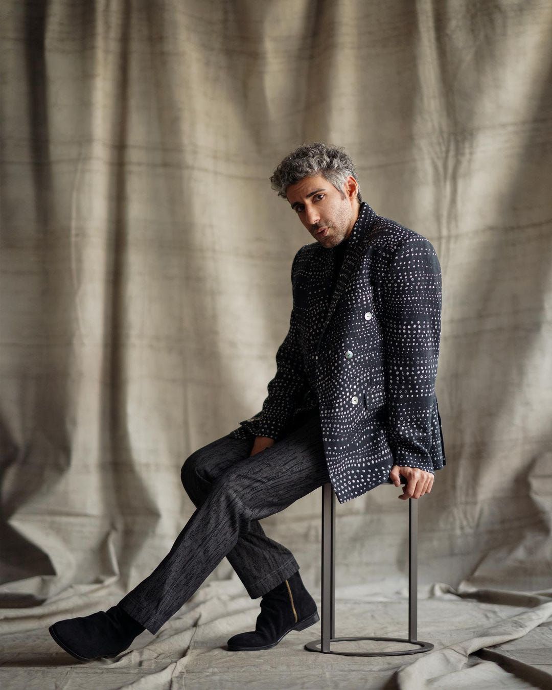 Aboriginal Linen Double-breasted Blazer - image 1