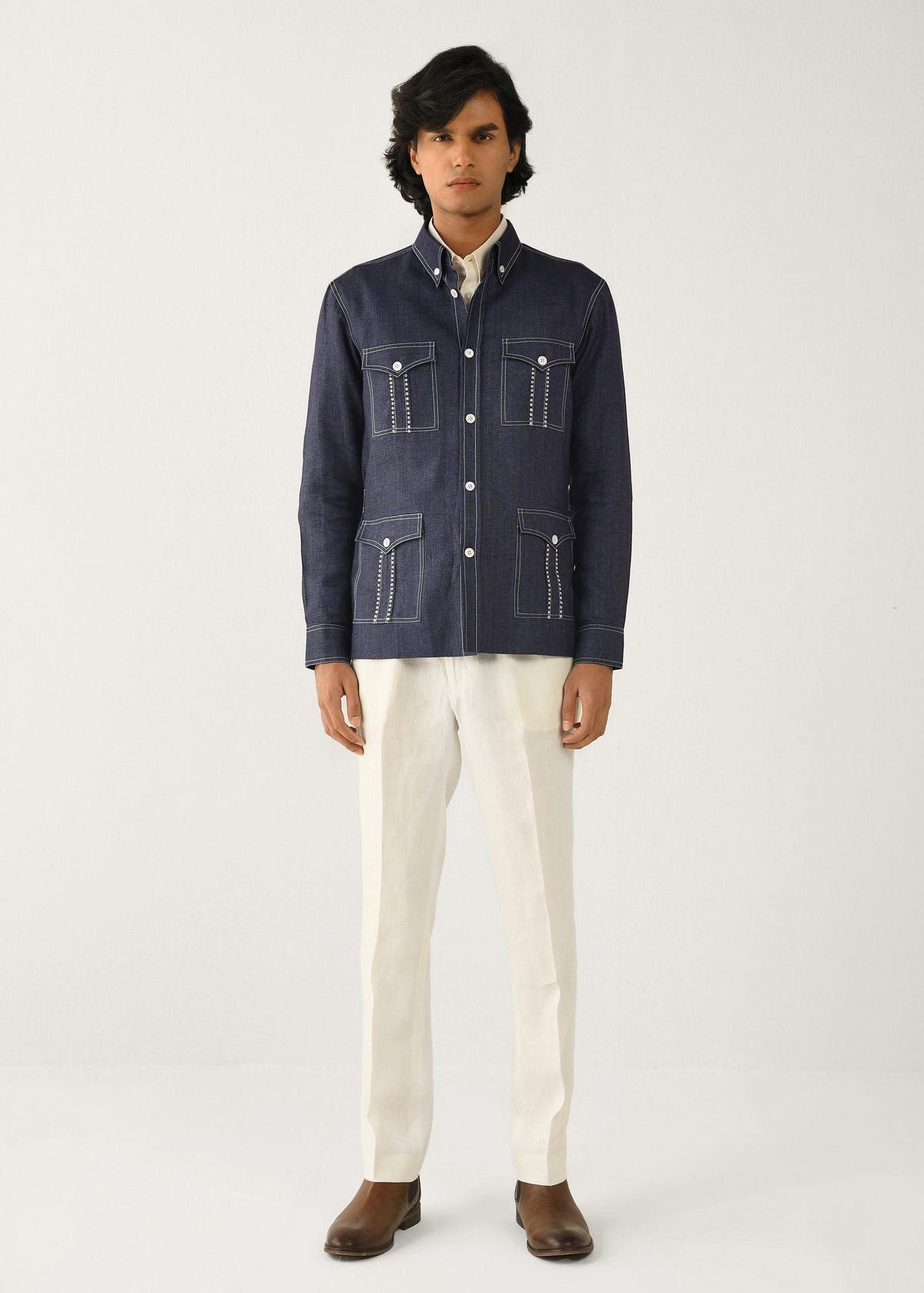 Linen denim Overshirt - image 2
