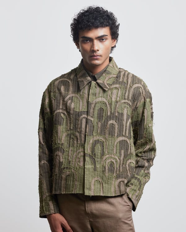 Countrymade India — FRAY APPLIQUE MULTI ARCH JACKET