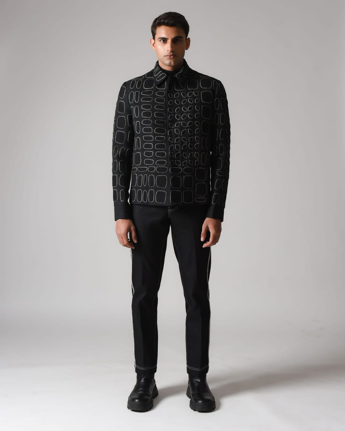 Hand-Cut Hand Applique Shadow Block Jacket - image 2