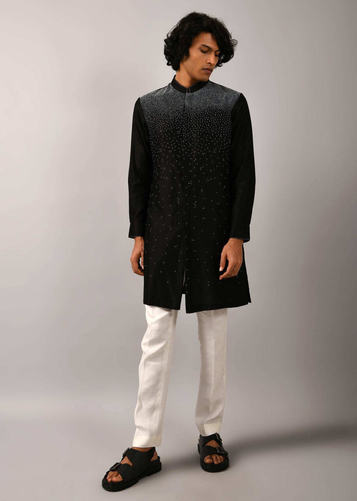 Night Sky Front Open Embroidered Kurta - image 1