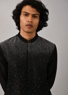 Night Sky Front Open Embroidered Kurta view 5