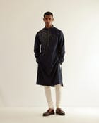 Black Hole Placement Embroidery Kurta Set view 1