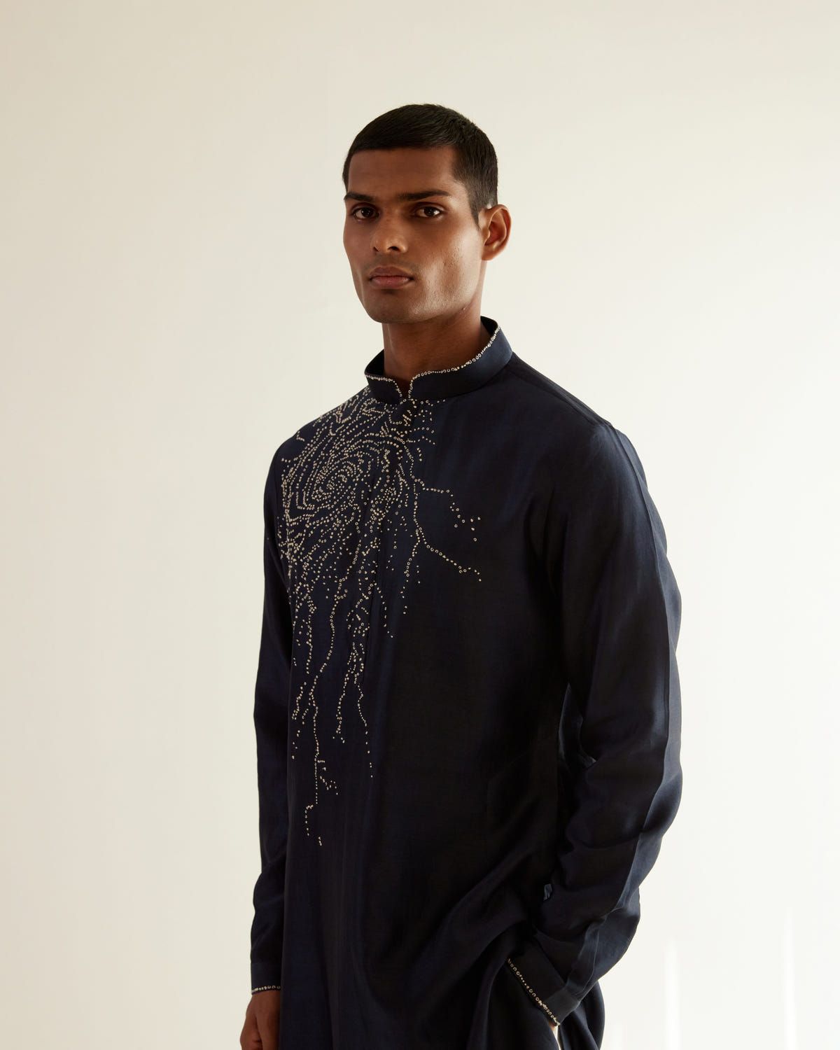 Black Hole Placement Embroidery Kurta Set - image 2