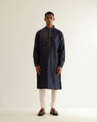 Black Hole Placement Embroidery Kurta Set view 4