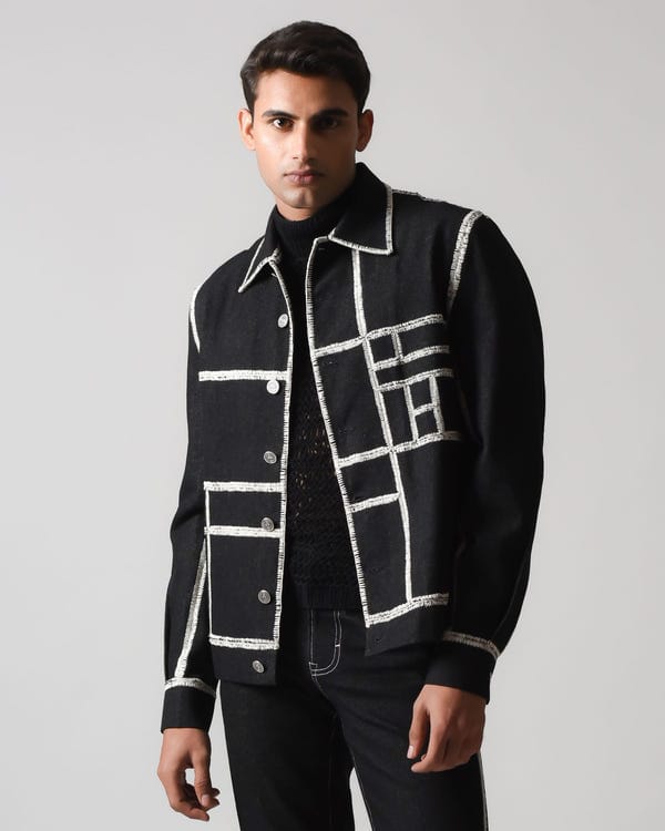 Countrymade India — Hand-Stitched Crochet Denim  Jacket
