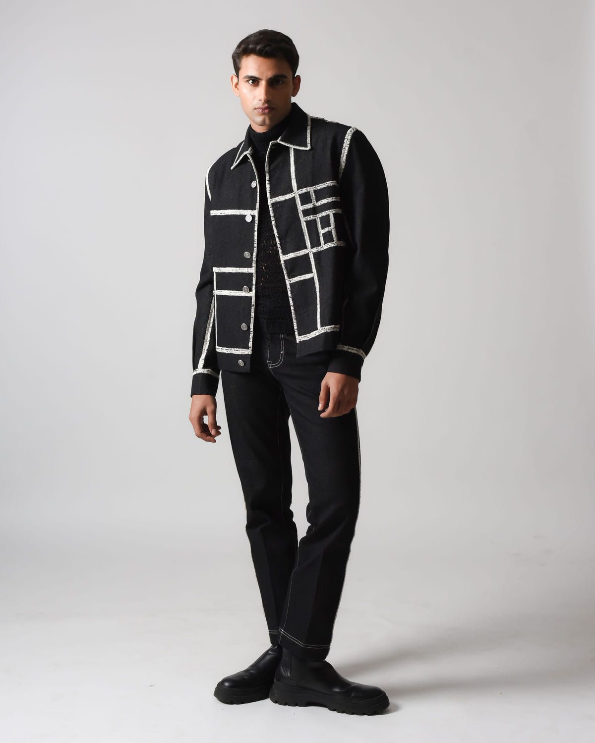 Hand-Stitched Crochet Denim  Jacket - image 2