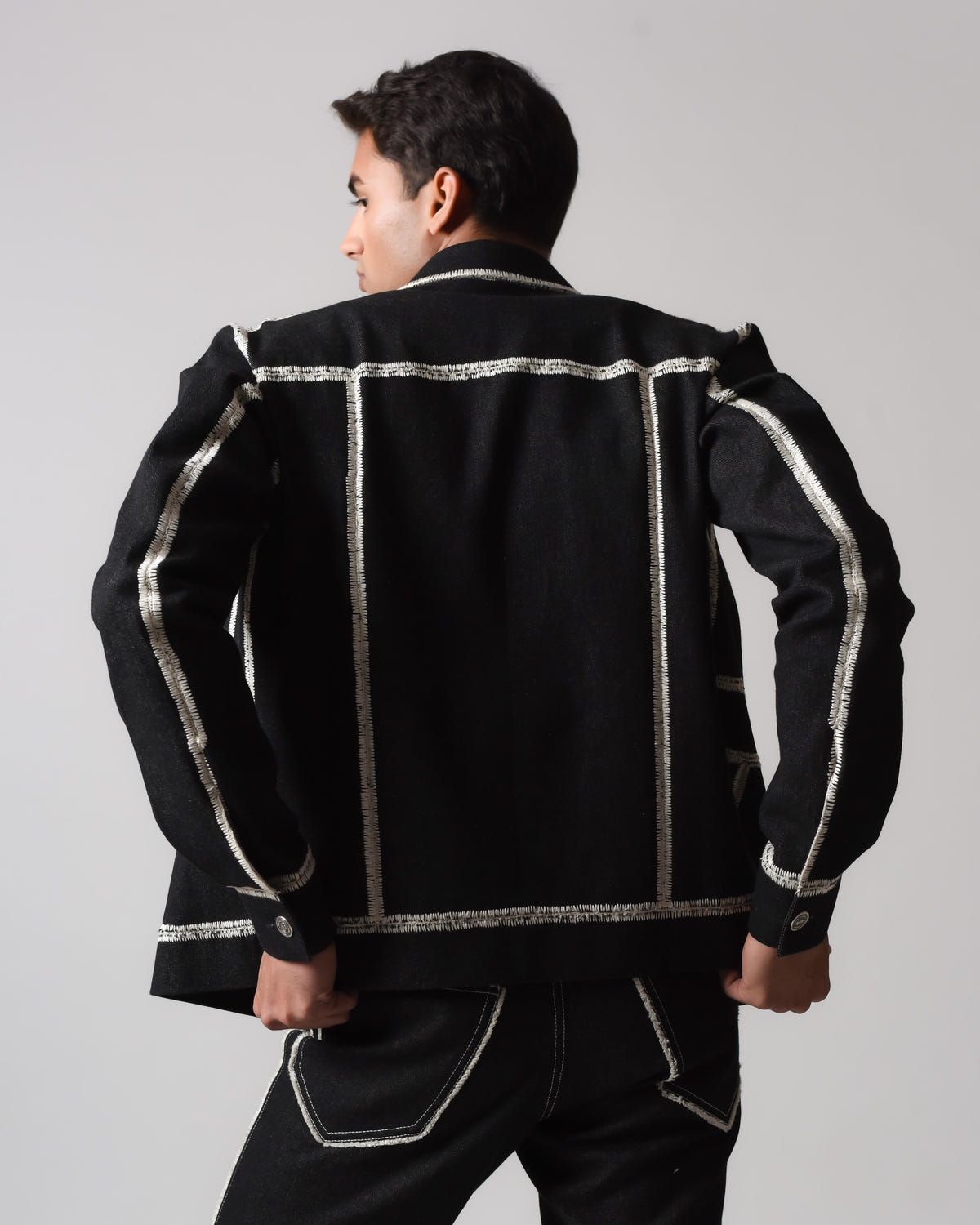 Hand-Stitched Crochet Denim  Jacket - image 4