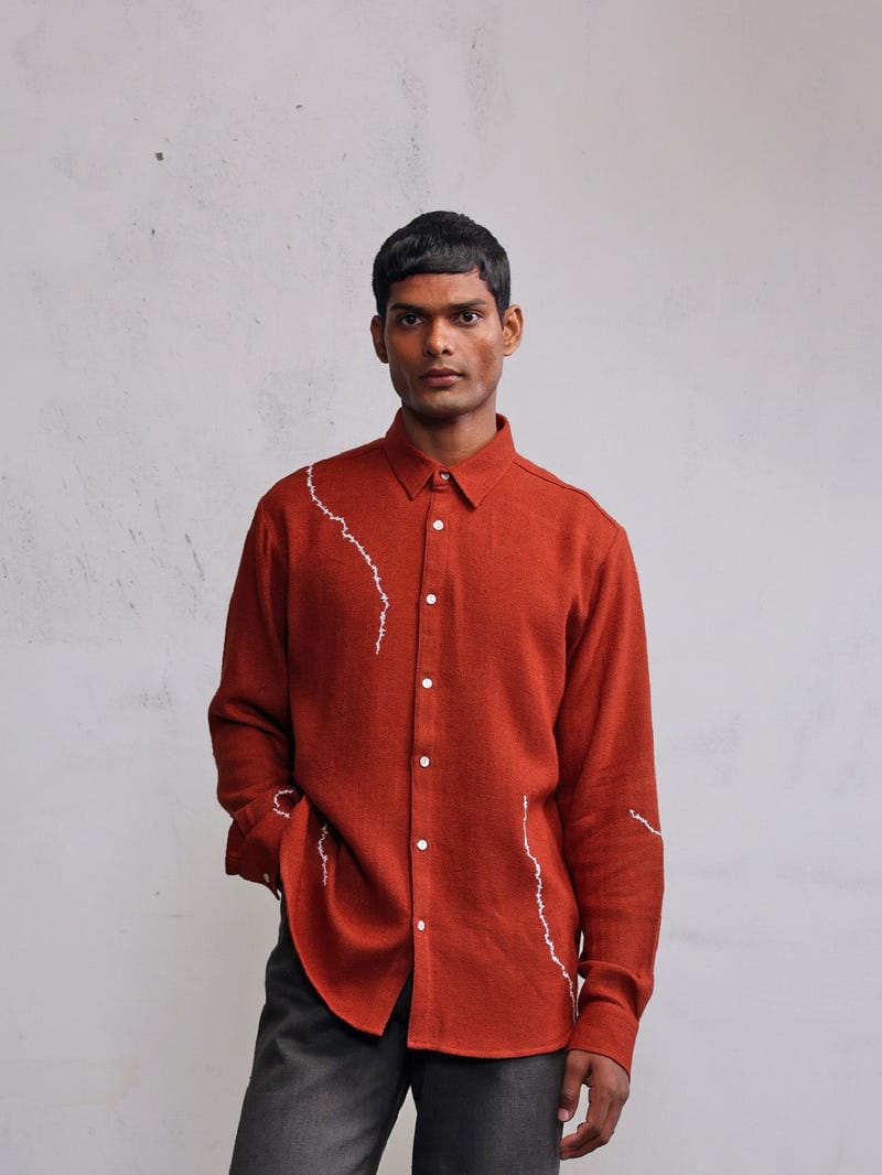 Fractured line rust shirt