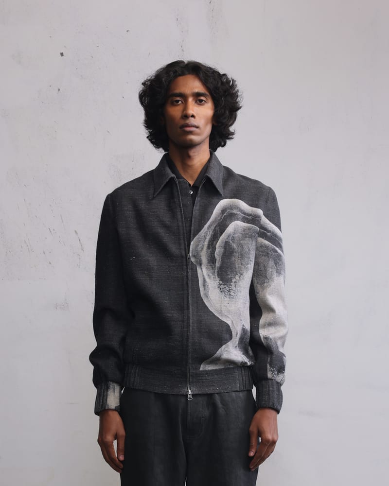 Obscured face bomber jacket