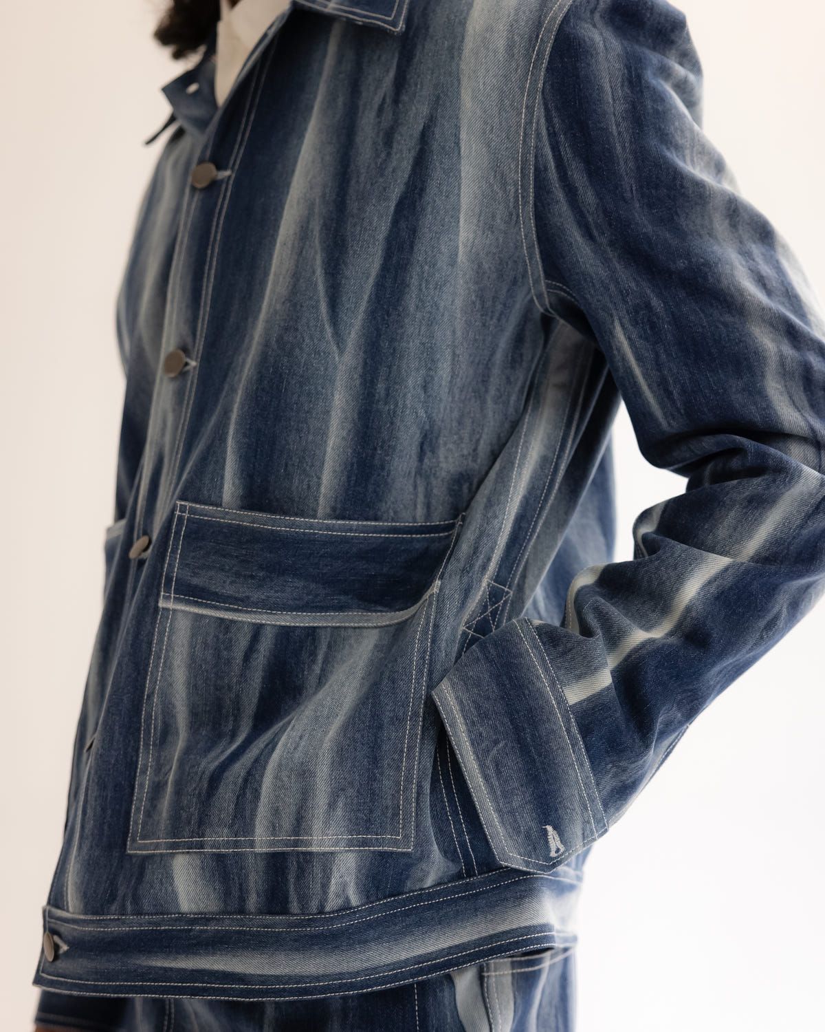 Creased Batik Denim Jacket - image 3