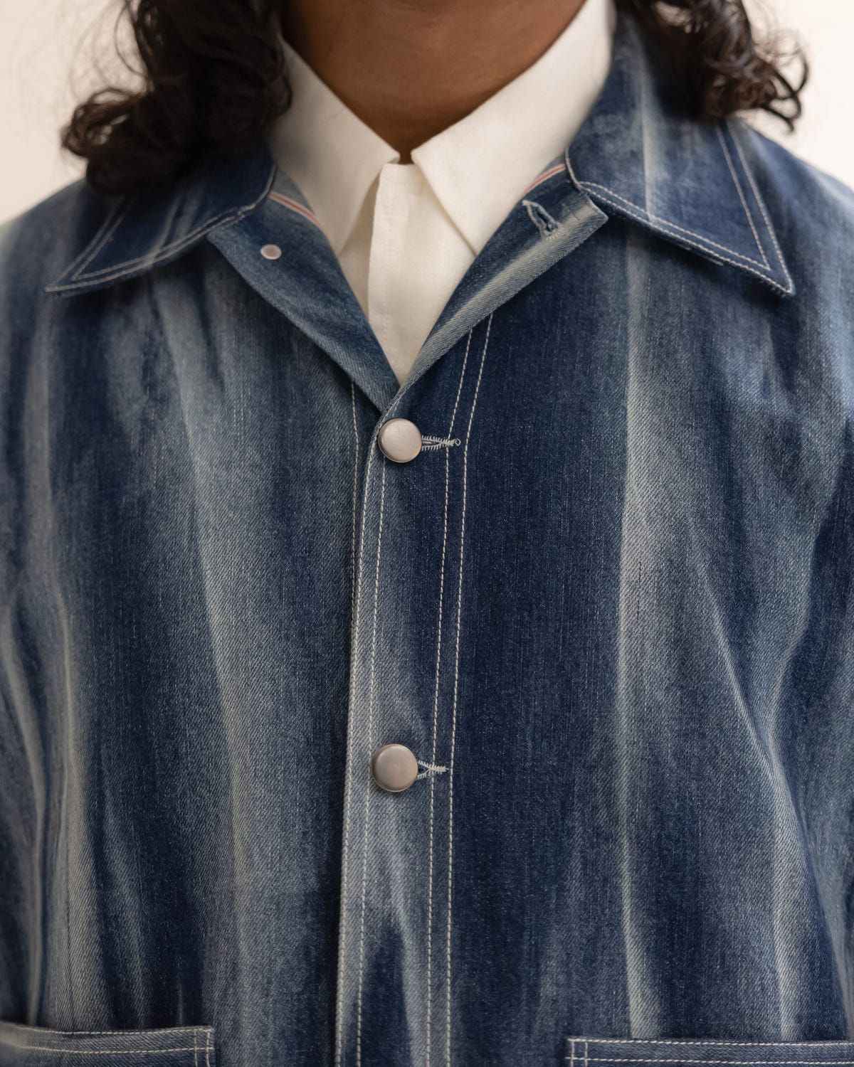 Creased Batik Denim Jacket - image 4