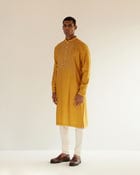 Asymmetric Embroidered Yoke Kurta Set view 4
