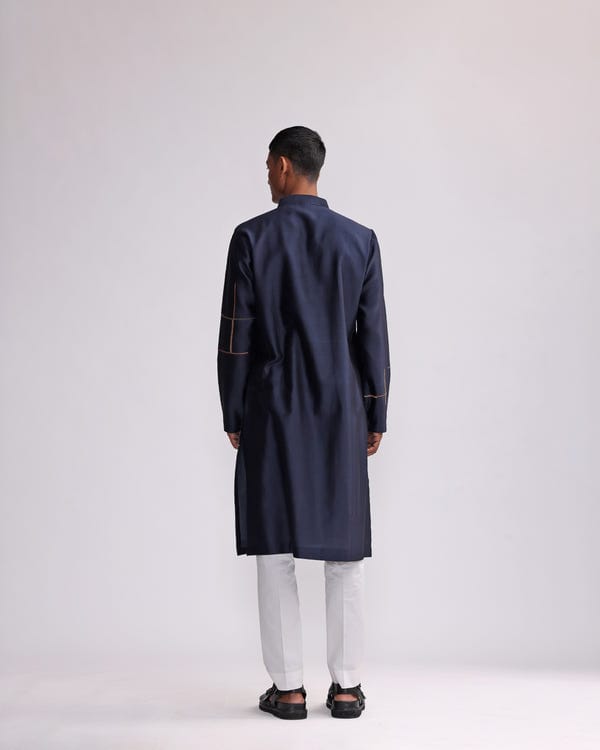 Countrymade India — Placement Checks Hand Embroidered Olive Kurta Set