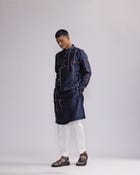 Placement Checks Hand Embroidered Olive Kurta Set view 4