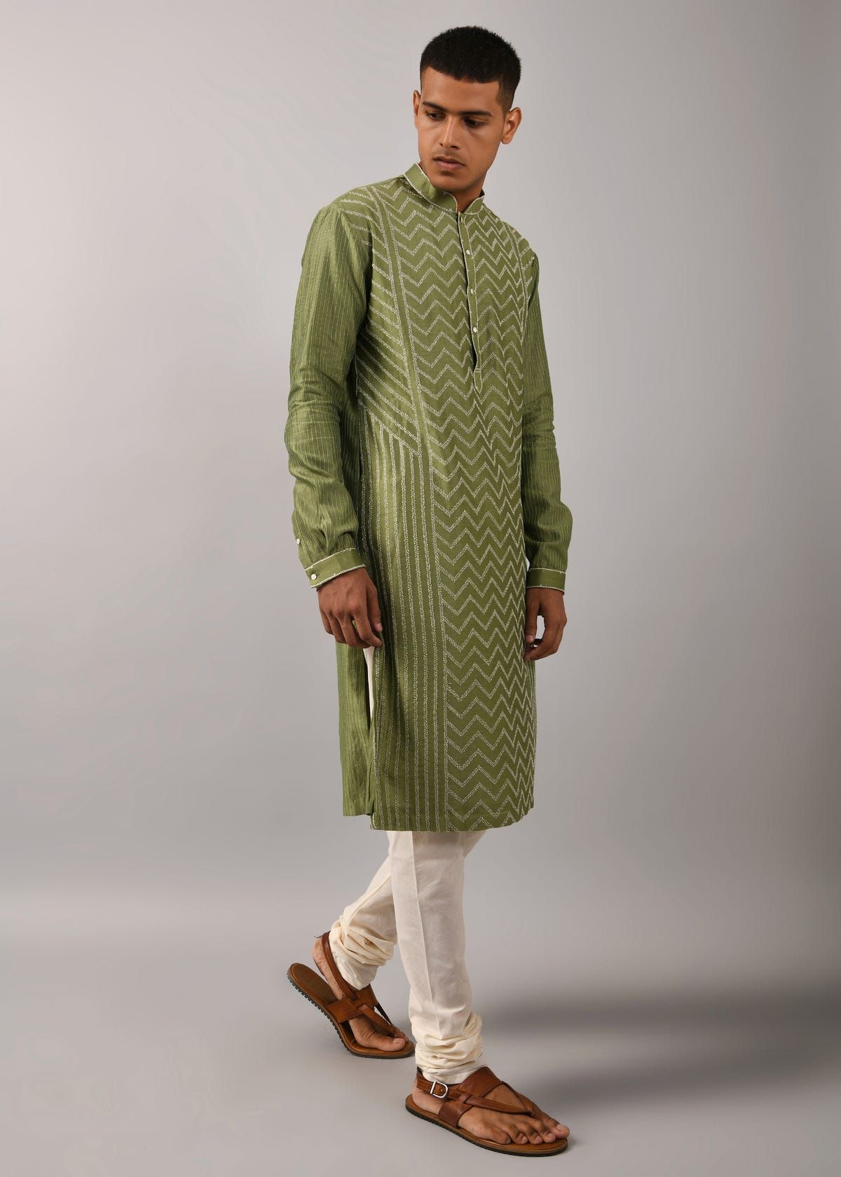 Chevron Hand Embroidered Kurta Set - image 1