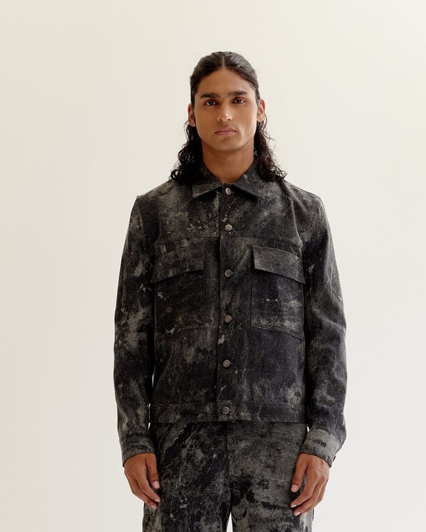 Countrymade India — Skin Textured Batik Denim Jacket