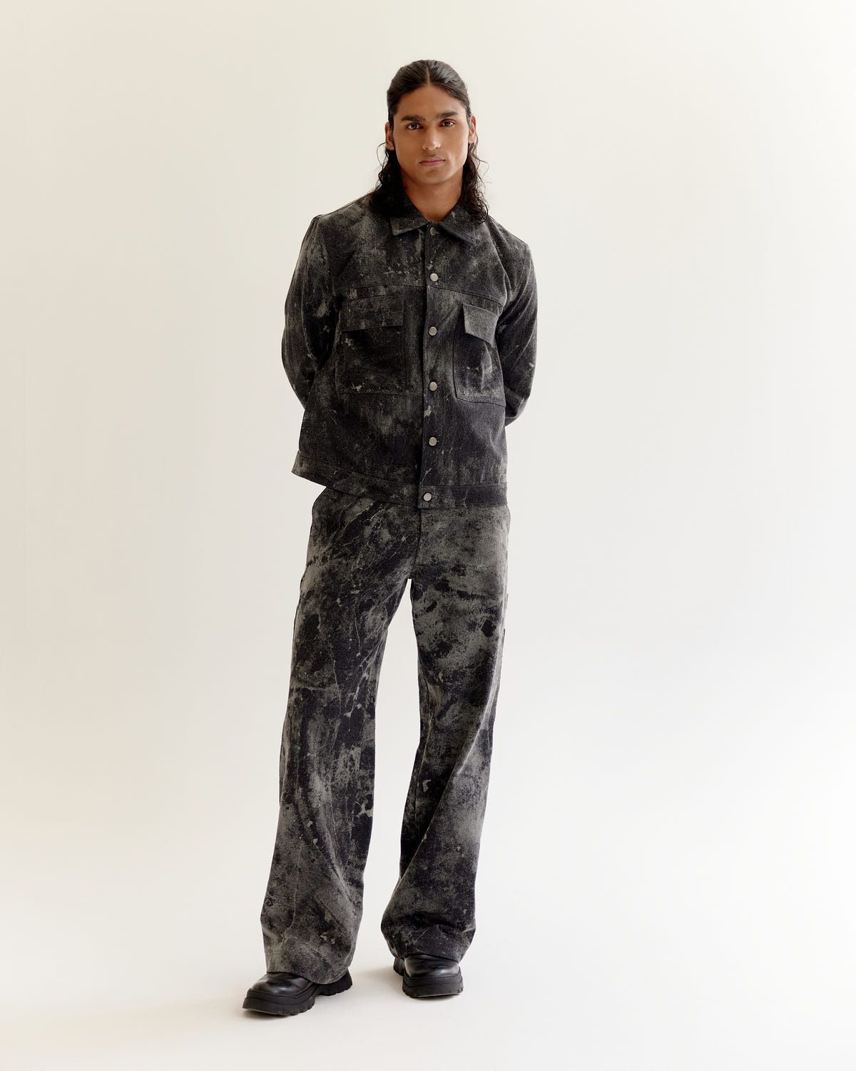 Skin Textured Batik Denim Jacket - image 4