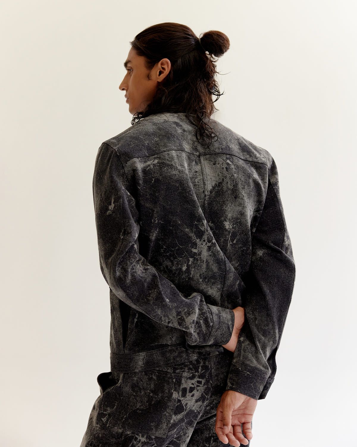 Skin Textured Batik Denim Jacket - image 5