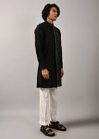 Black Morse Code Front Open Kurta view 5