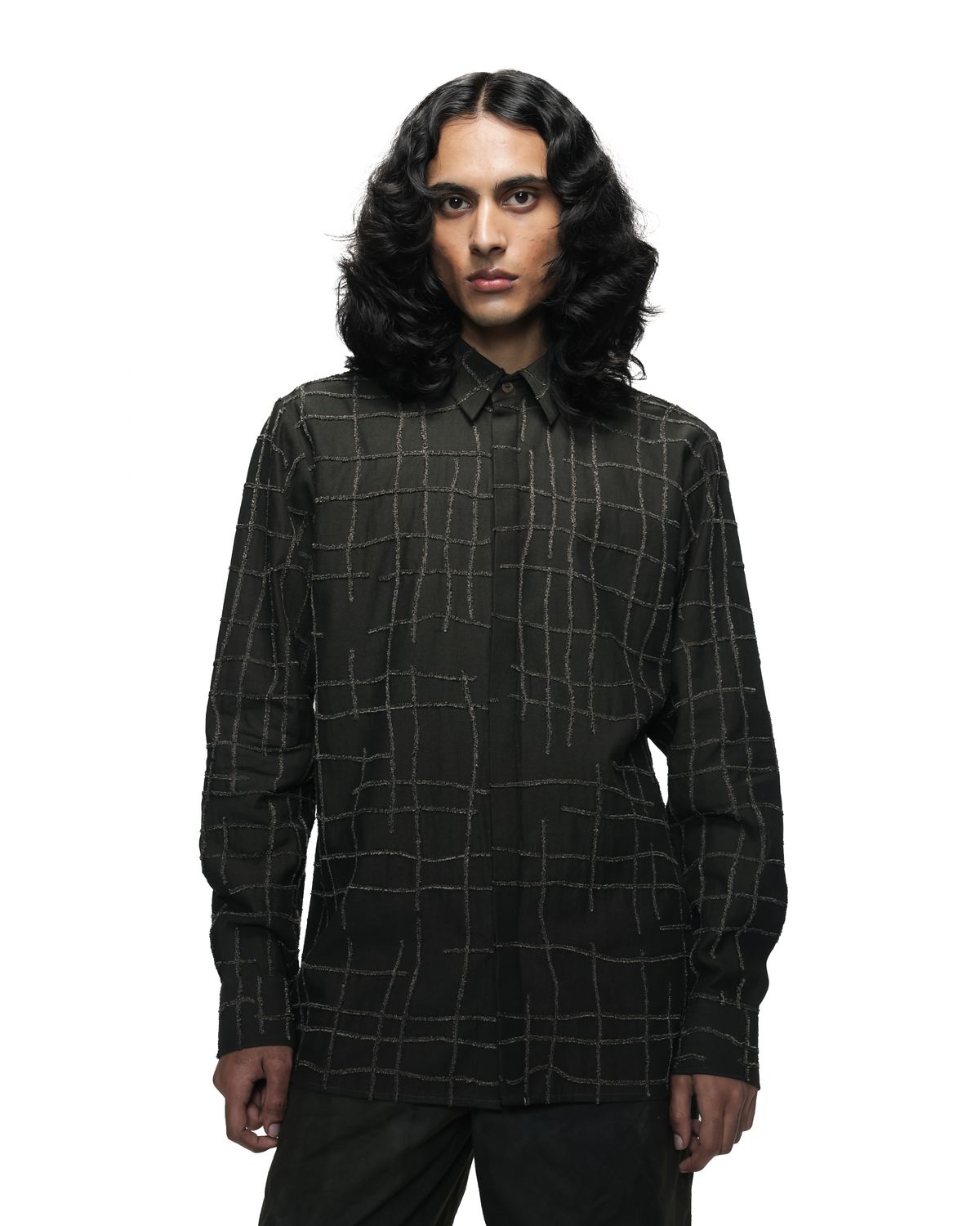 Broken Plaid Brown Shirt - image 1