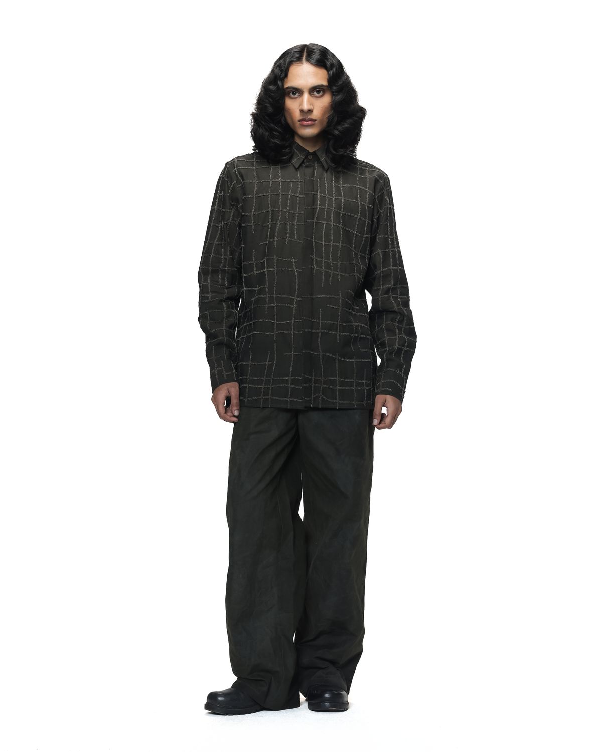 Broken Plaid Brown Shirt - image 3