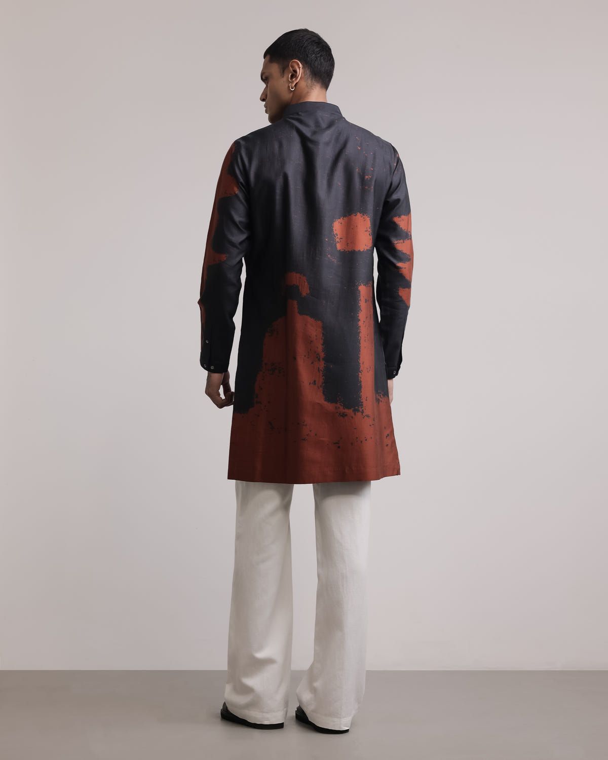 Upscale Fossil Print Silk Kurta - image 2