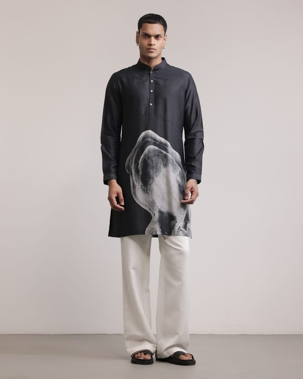 Countrymade India — Obscured Halo Silk Print Kurta