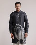 Obscured Halo Silk Print Kurta view 3