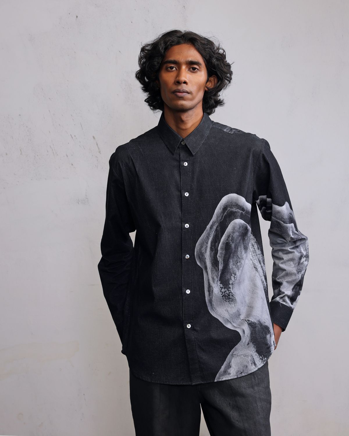 Obscured face printed shirt - image 1