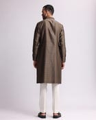 Multi-direction Hand Embroidered Olive Kurta Set view 3