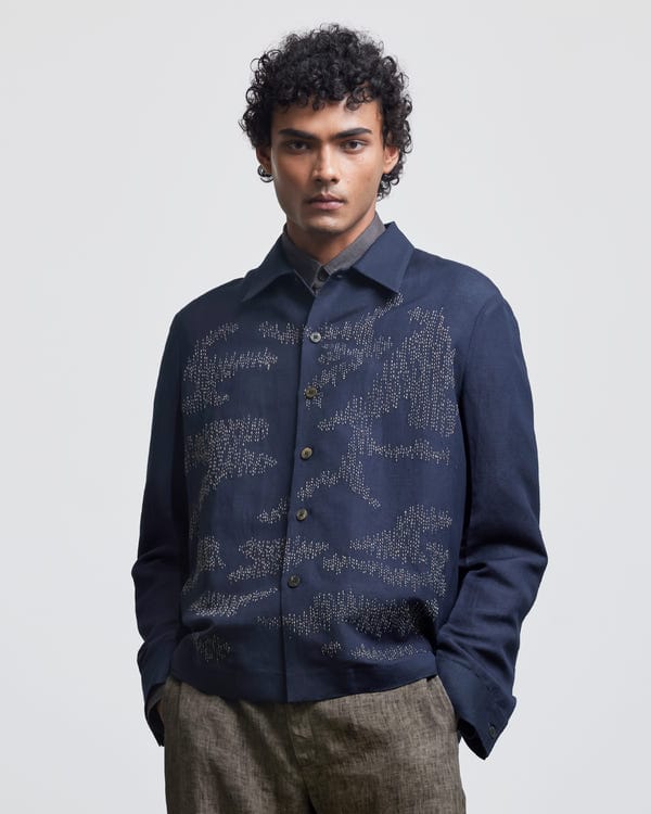 Countrymade India — CAMOUFLAGE EMBROIDERED OVERSHIRT