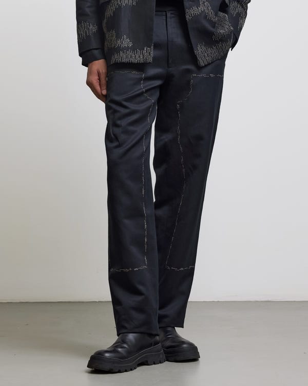 Countrymade India — BLUR STITCH EMBROIDERED TROUSERS