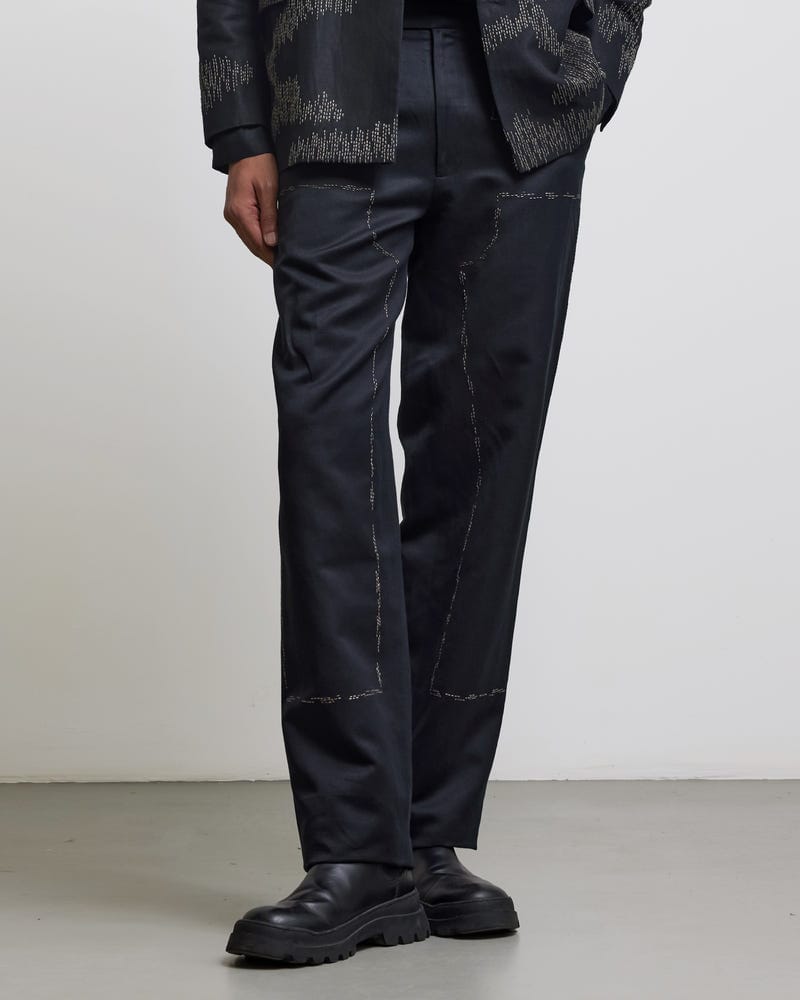 BLUR STITCH EMBROIDERED TROUSERS