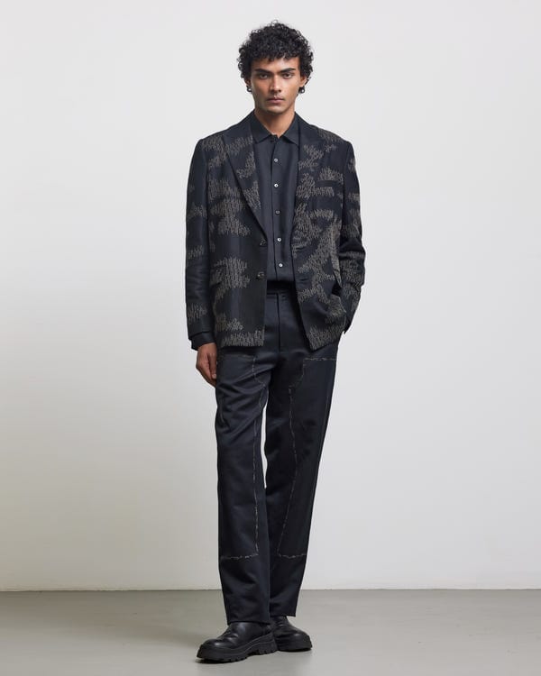 Countrymade India — BLUR STITCH EMBROIDERED TROUSERS