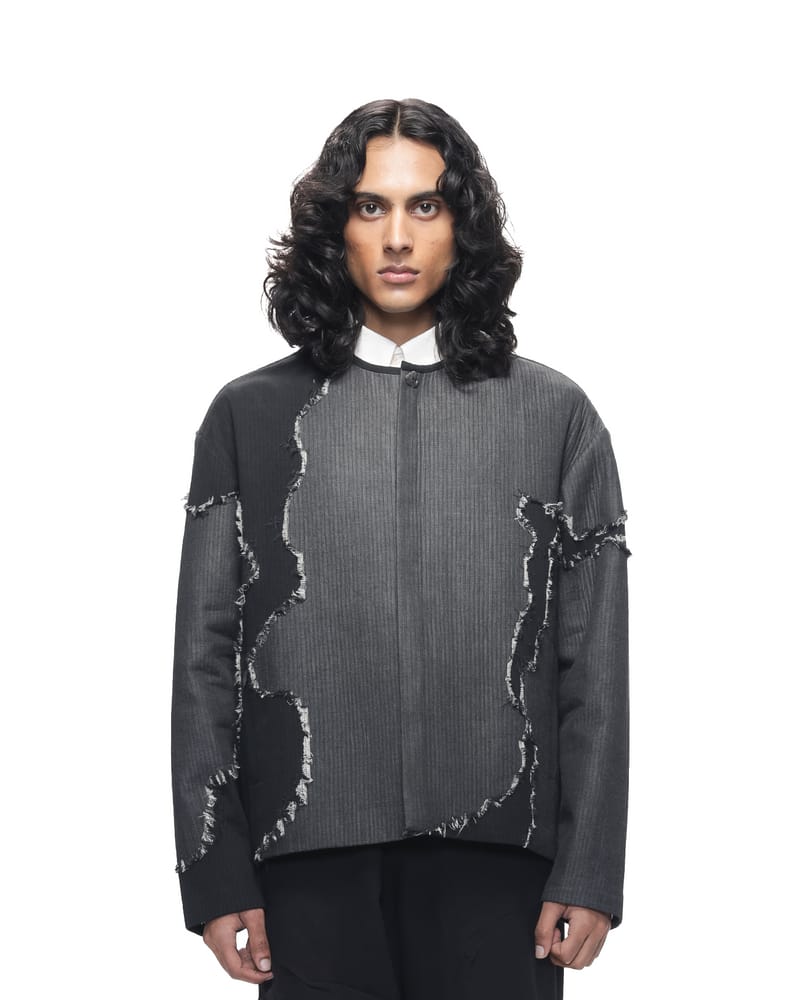 Frayed Canvas Applique Jacket