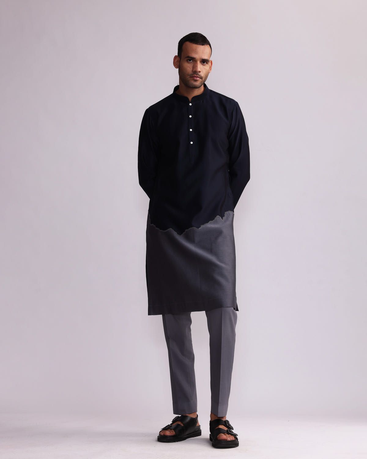 HALF AND HALF KURTA WITH MATCHING PANTS - image 1