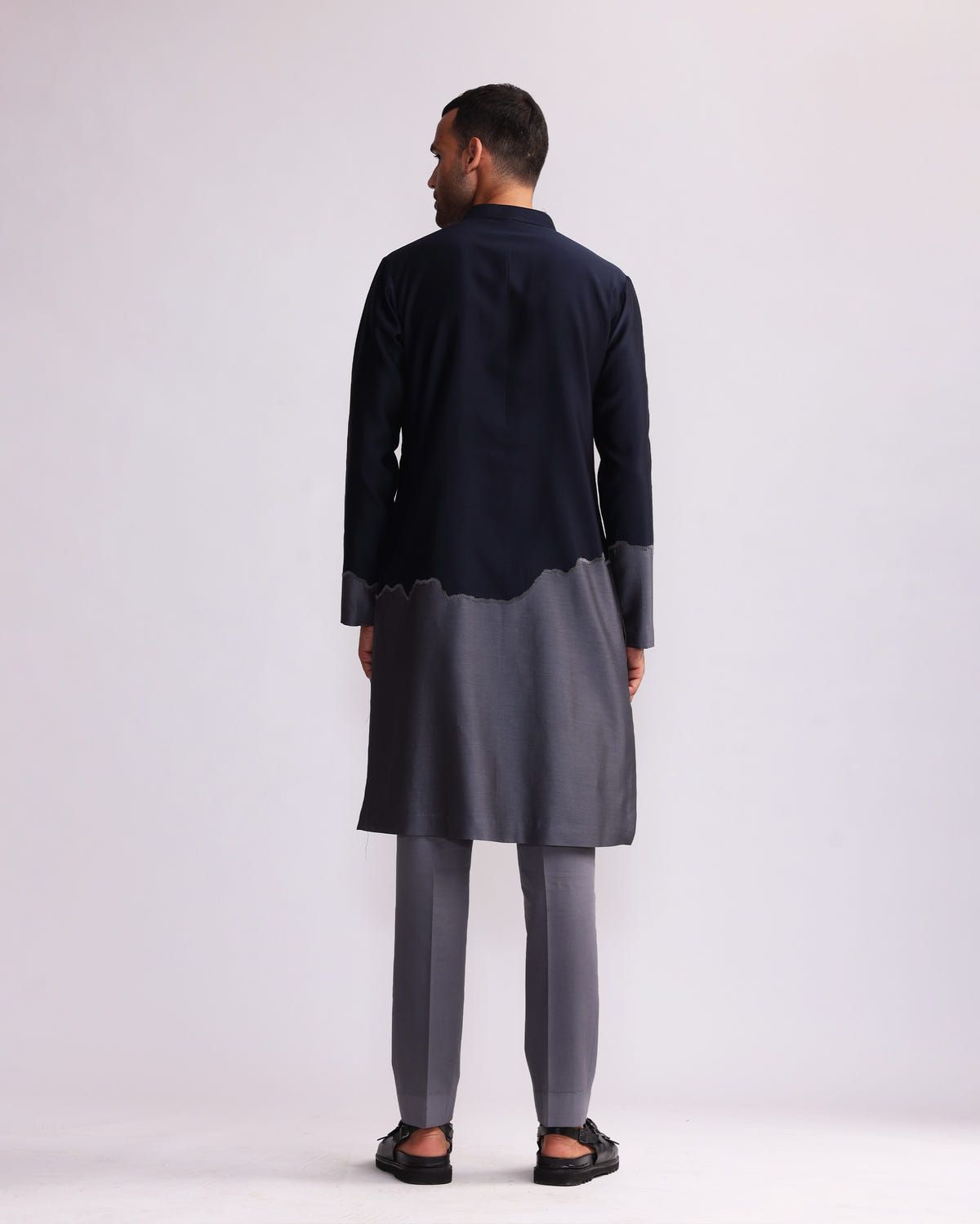 HALF AND HALF KURTA WITH MATCHING PANTS - image 2