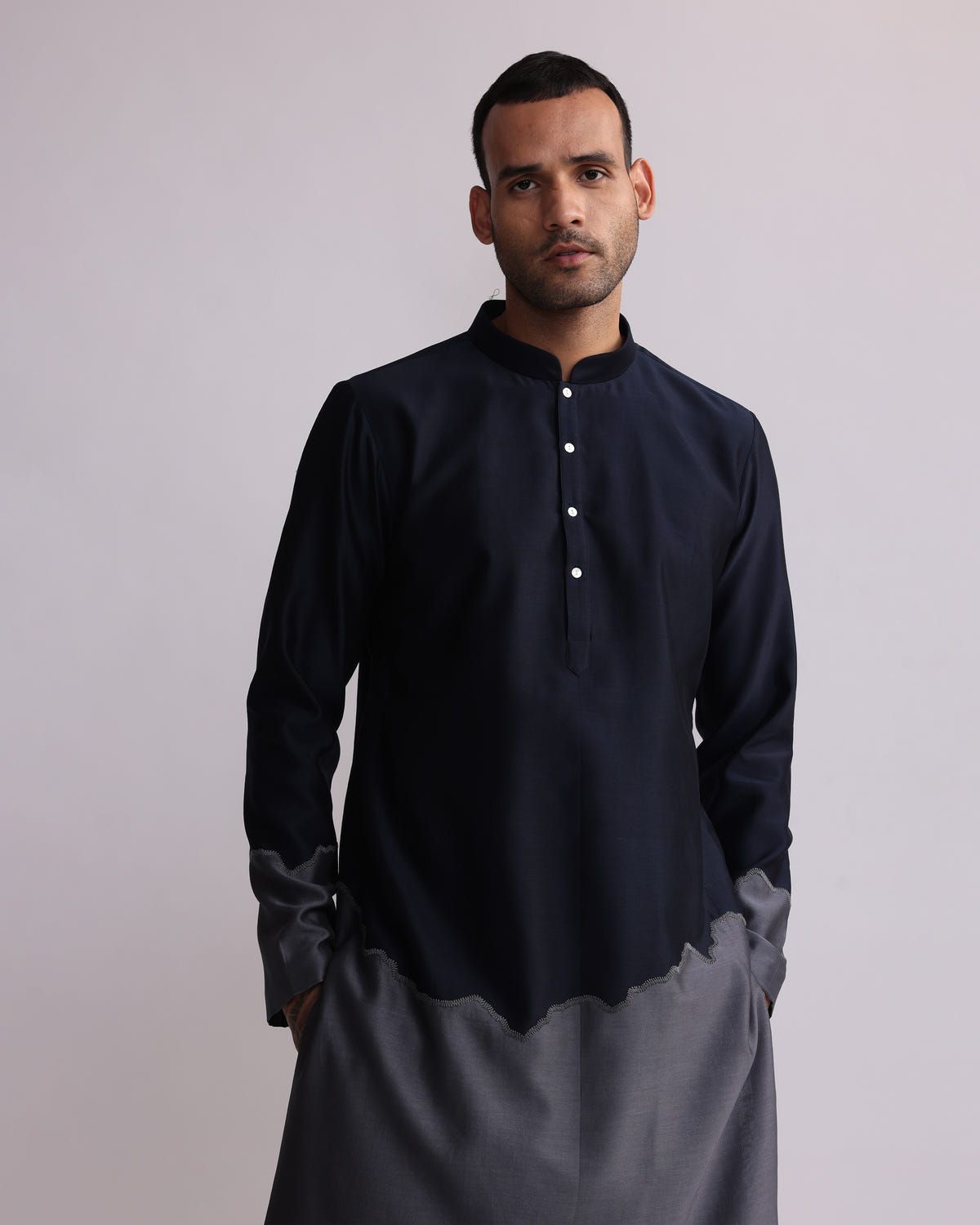 HALF AND HALF KURTA WITH MATCHING PANTS - image 3