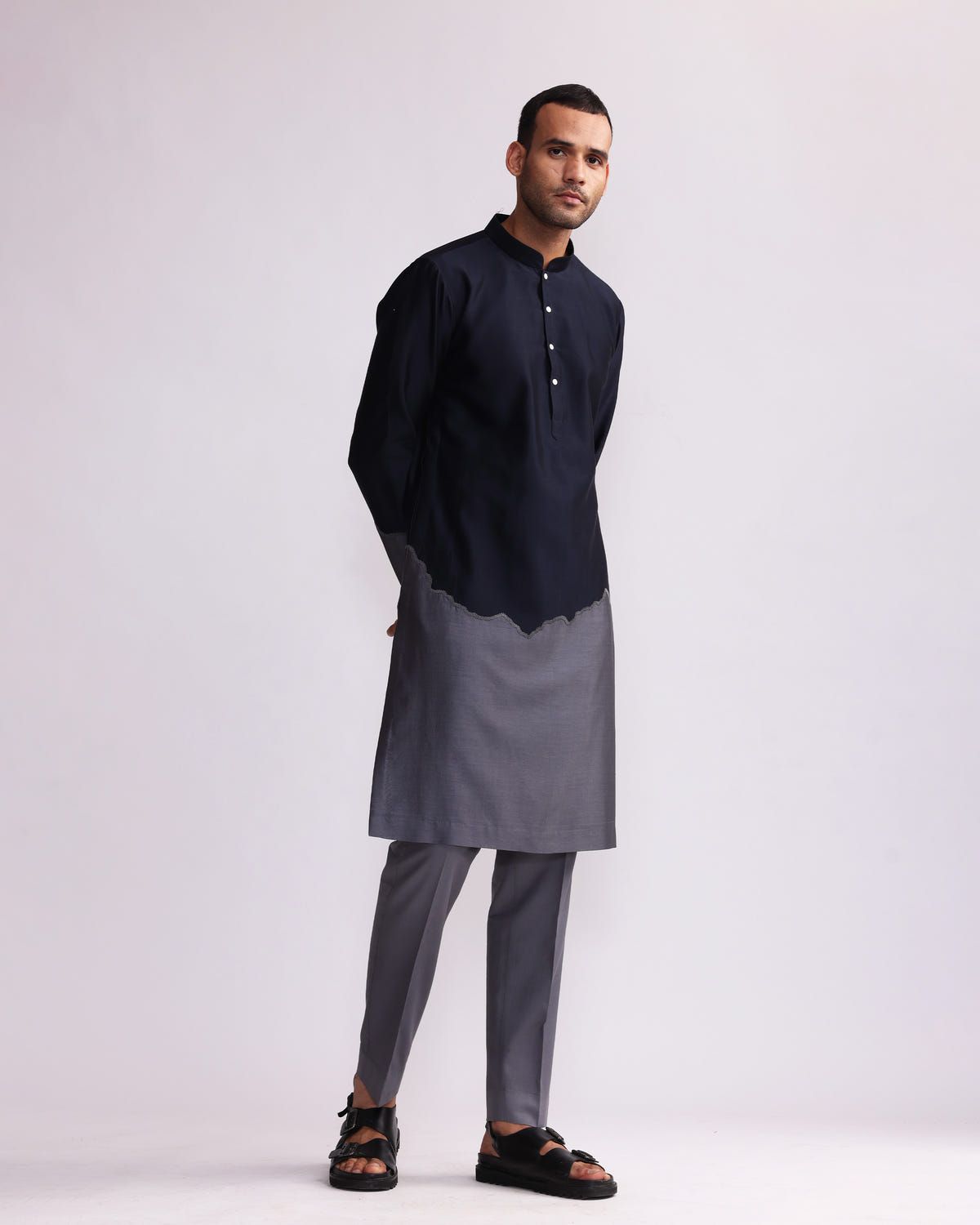 HALF AND HALF KURTA WITH MATCHING PANTS - image 5
