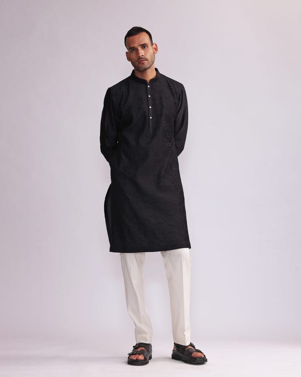 Countrymade India — CONTOUR LINE PIN TUCKS EMBROIDERED KURTA SET