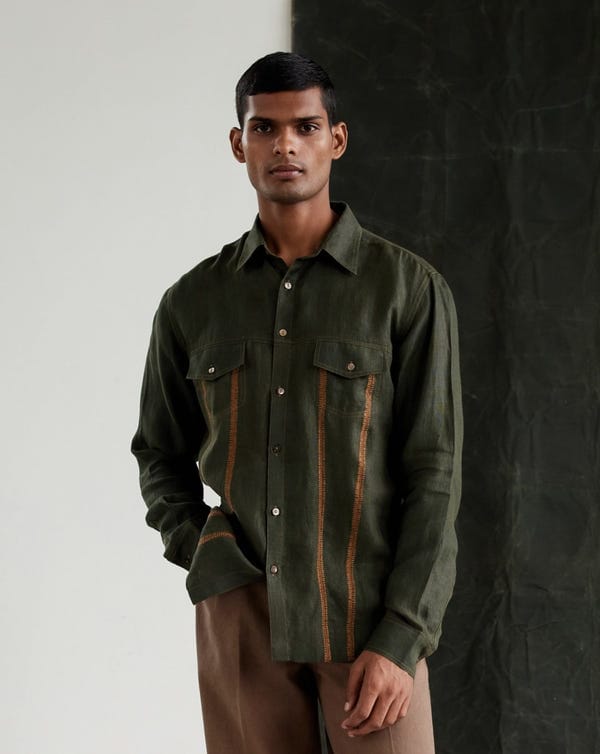 Countrymade India — Crochet Denim-Style Shirt