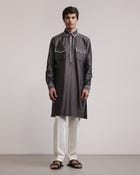Fractured Lines Pocket Kurta Set view 1