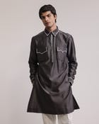 Fractured Lines Pocket Kurta Set view 3
