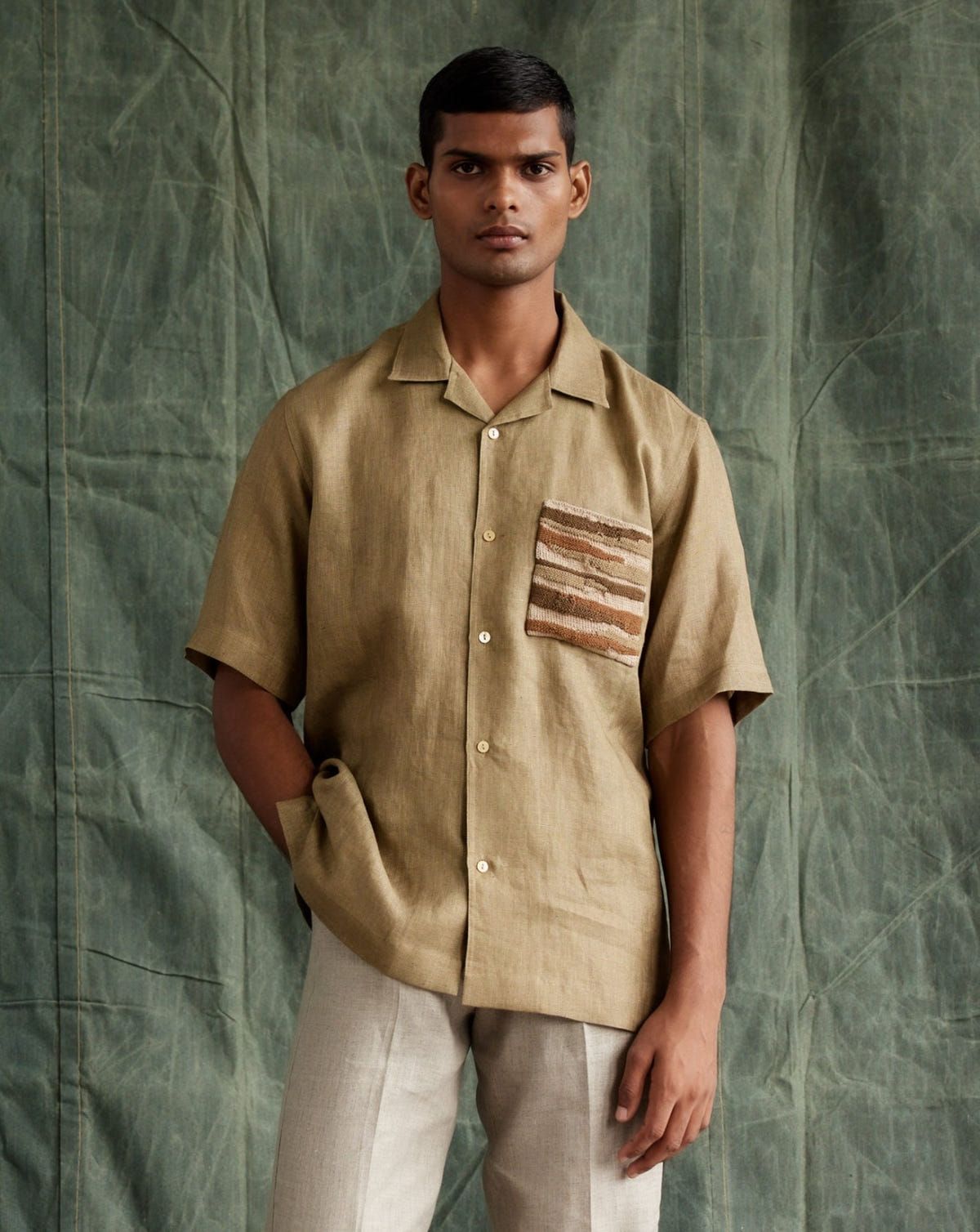 Hand Knit Pocket Half Shirt - image 1