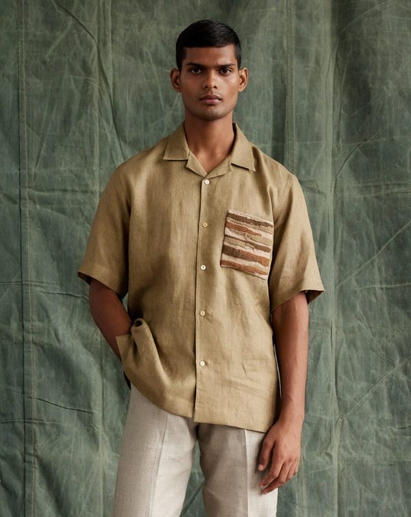 Countrymade India — Hand Knit Pocket Half Shirt